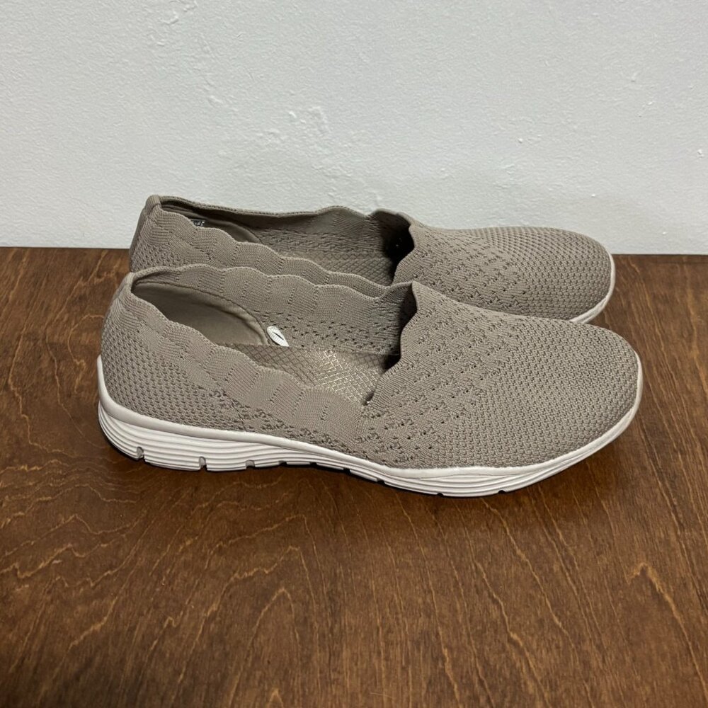 Skechers Ladies Relaxed Fit Air Cooled Memory Foam  Knit Natural Beige 8 - Picture 5 of 5